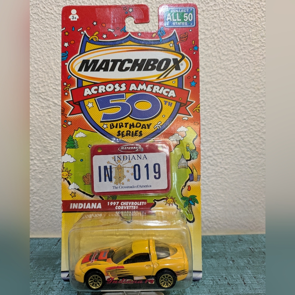 2/$18 VTG Matchbox Across America 50th Birthday Series Indiana Chevy Corvette